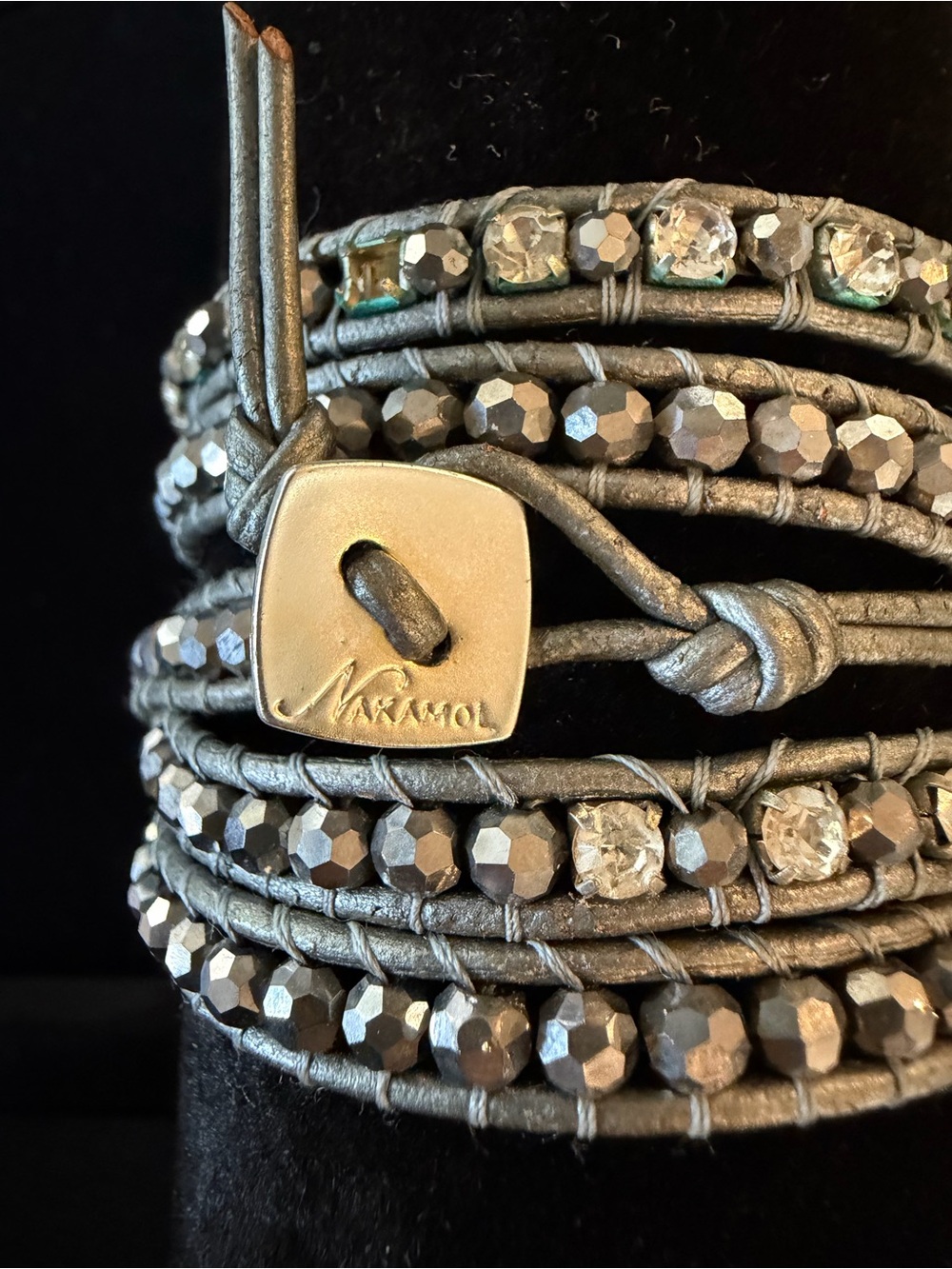 Nakamol Gray + Silver Beaded Wrap Bracelet